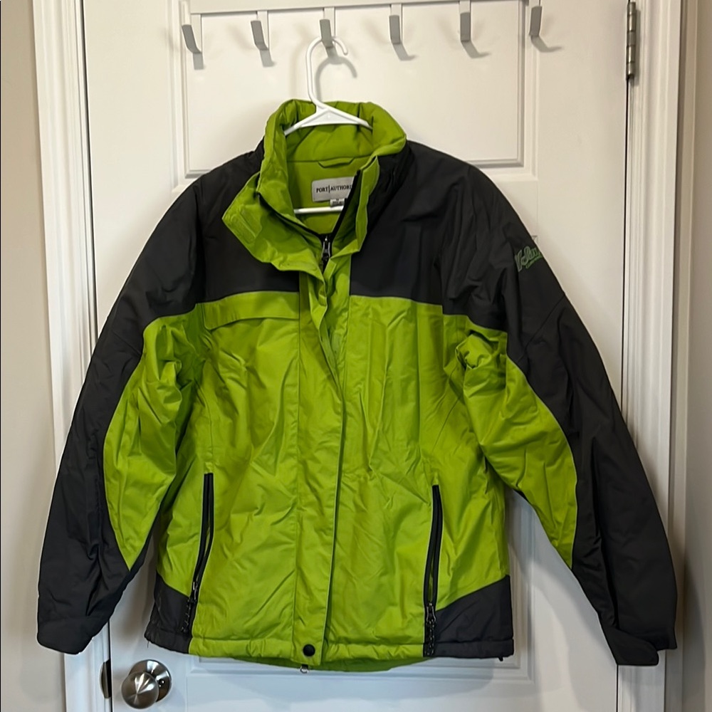 Port Authority Green and Black Ski Jacket with Weather-Resistant Design